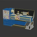 Blue Lathe Machine With Control Panel And Metal Working Bed 3d model