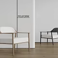 Modern Minimalist Leisure Chairs With Wooden Frame And White Cushion