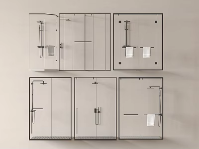 Modern Glass Bathroom Units Design With Shower Sink Areas And Storage Cabinets 3d model