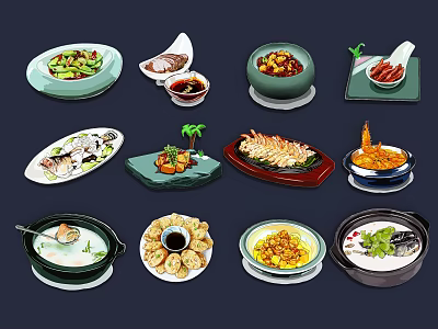 Chinese Food Themed Hanging Ornaments For Kitchen Decor And Wall Decoration 3d model