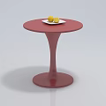 Red Round Coffee Table With White Plate And Two Lemons Modern Design 3d model