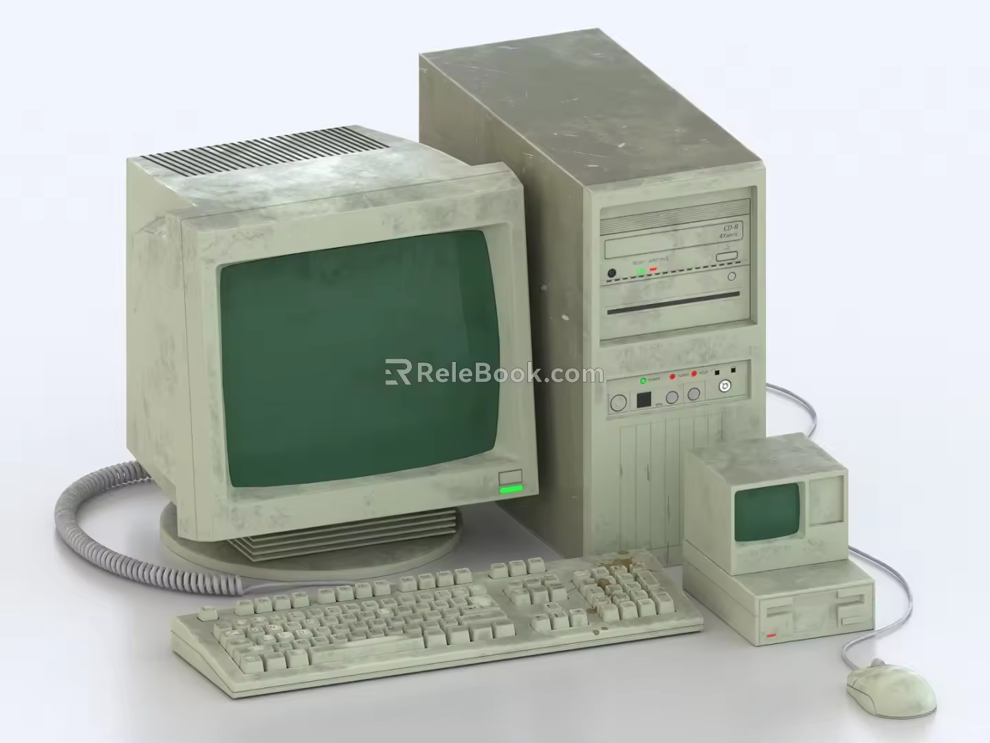 Old-fashioned computer Early computer Retro computer 3d model