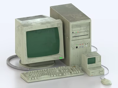 Old-fashioned computer Early computer Retro computer 3d model