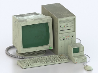 Old-fashioned computer Early computer Retro computer 3d model