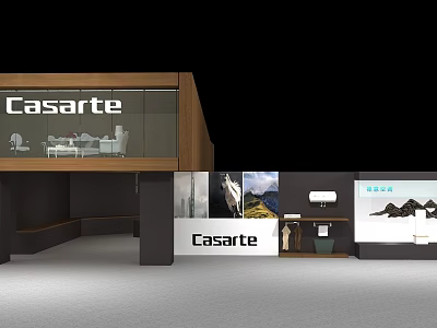 Casarte Showroom Interior Design With Glass Structure And Product Displays 3d model