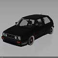 Black Classic Hatchback Car With Shiny Exterior Custom Wheels And Red Accents