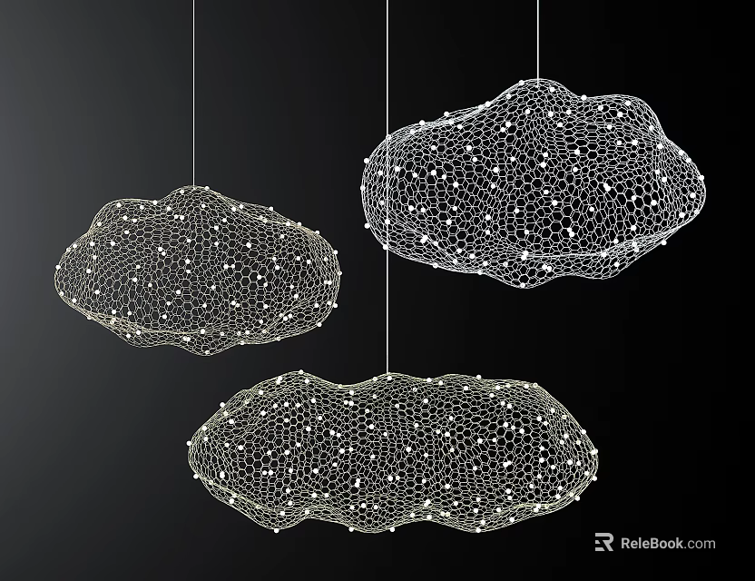 Unique Shaped Pendant Lights With Modern Geometric Mesh Structure And LED Illumination Design 3d model 
