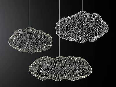 Unique Shaped Pendant Lights With Modern Geometric Mesh Structure And LED Illumination Design 3d model