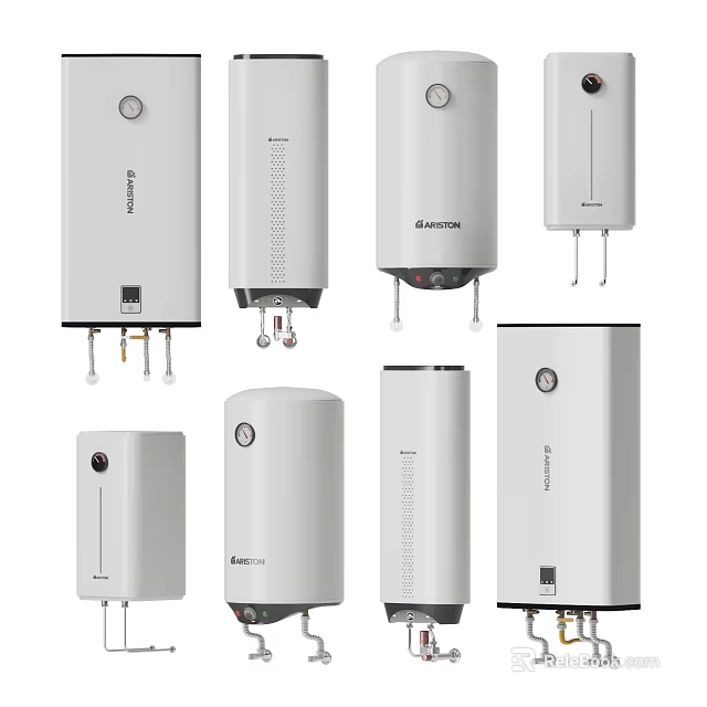 Modern White Electric Water Heaters In Various Designs For Home Daily Use 3d model 