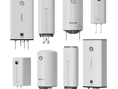Modern White Electric Water Heaters In Various Designs For Home Daily Use 3d model