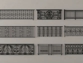Modern Wrought Iron Railing Guardrail Fence Wrought Iron Fence Protective Fence Railing 3d model