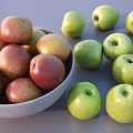 Fresh Red Apples in a Bowl with Green Apples Scattered on Gray Surface