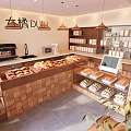 Cozy Dessert Shop Interior With Pastries And Display Cases 3d model