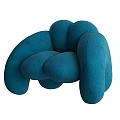 Blue Plush Single Sofa With Unique Round Modules And Modern Cozy Design 3d model