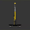 Portable Lifting Crane With Black Frame Yellow Boom And Chain Hook