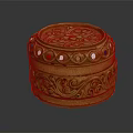 Elegant Gold Fashion Accessory Box With Intricate Patterns And Colorful Gemstones