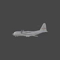 U.S. Air Force Military Transport Aircraft with Four Propellers and Wing Structure