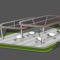 Outdoor Pergola With Shade Roof And Tables Chairs For Leisure Space