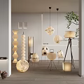 Japanese-style lamp combination grimace lamp Japanese-style paper lamp combination Japanese paper lamp Kitano 3d model