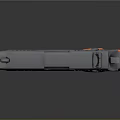 Metal Pistol With Orange Grip And Chrome Finish Detailed Close Up