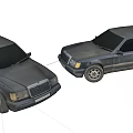 Two Old Dust Covered Classic Cars on White Background 3d model