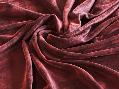 Burgundy Velvet Fabric With Soft Textured Surface And Elegant Folds 3d model