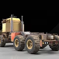 Yellow Industrial Utility Vehicle Design With Large Wheels Cab Exhaust Pipe And Radiator Grille