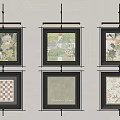 Various Framed Wall Artworks With Different Patterns Hanging On Light Wall