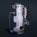 Industrial Equipment Metal Pressure Vessel With Pipes Valves And Control Panel