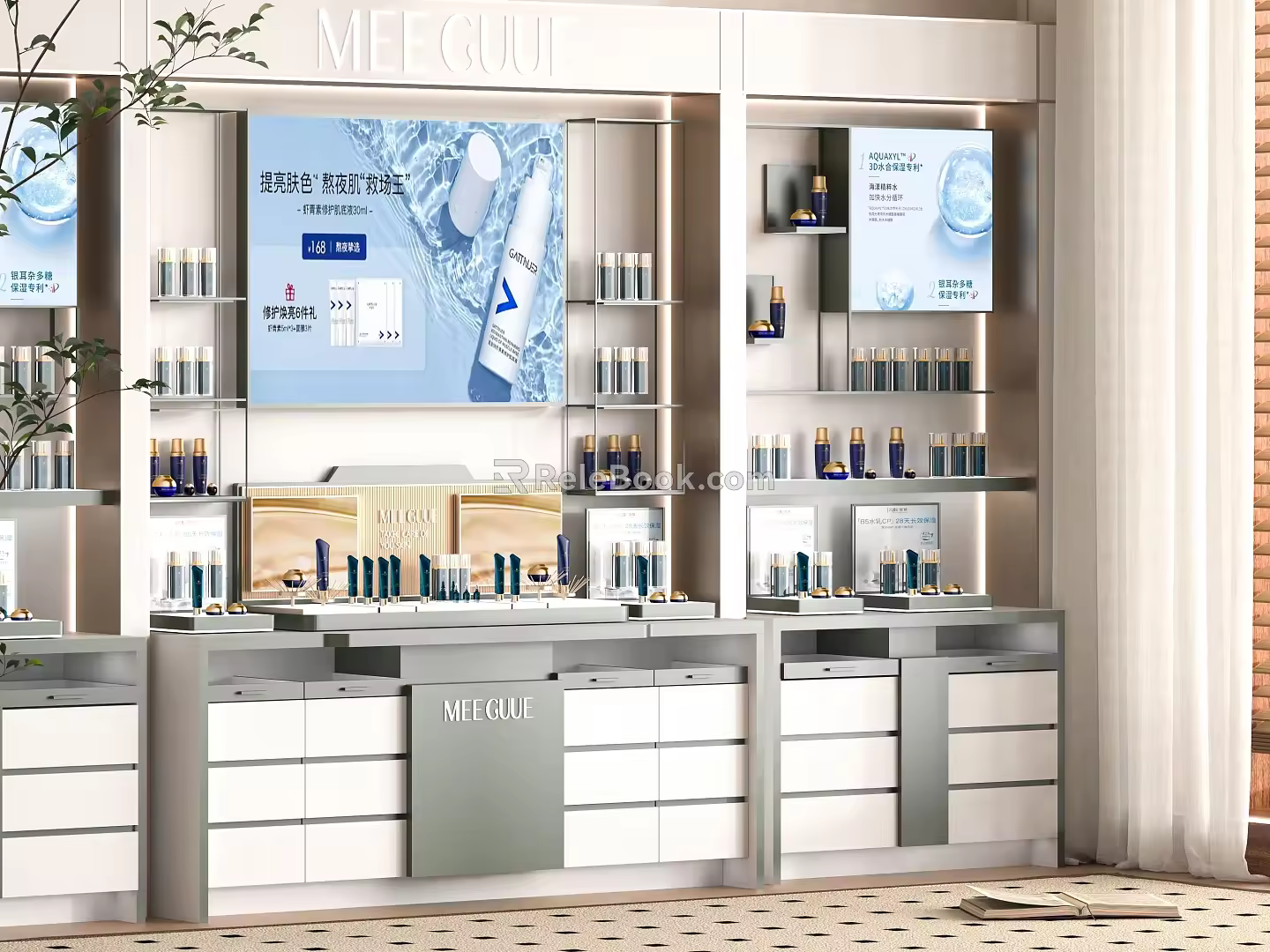 Modern Cosmetics Display Cabinet Skin Care Products Display Stand Display Desk Trade Show Counter Container 3d model