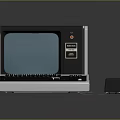 Vintage Electronic Computer With CRT Monitor Keyboard And Wooden Trim Design