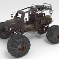 Rugged Off Road Monster Truck With Large Tires And Vintage Roof Rack Design