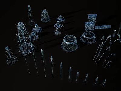 Fountain Dry Spray Spring Water Curtain Water Drops 3d model