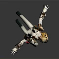 Smart Machine Female Like 3D Model With Golden Hair Red Bow And Dynamic Pose