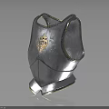 Shiny Medieval Armor Breastplate With Metallic Surface And Golden Ornament