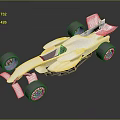 White Streamlined Race Car Model With Rear Wing And Four Wheels Design 3d model