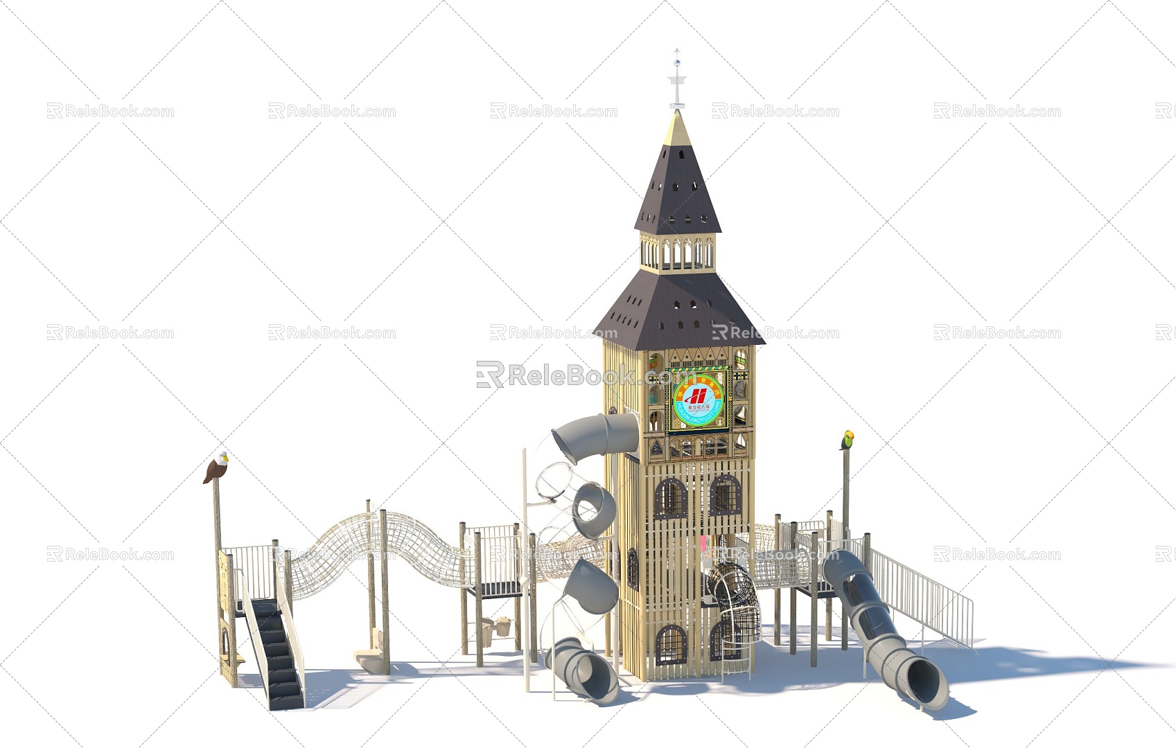 Sightseeing Tower Sightseeing Deck Customized Paradise Amusement Park Children's Amusement Park Amusement Scooty Slide Combination Function 3d model