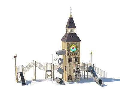 Sightseeing Tower Sightseeing Deck Customized Paradise Amusement Park Children's Amusement Park Amusement Scooty Slide Combination Function 3d model