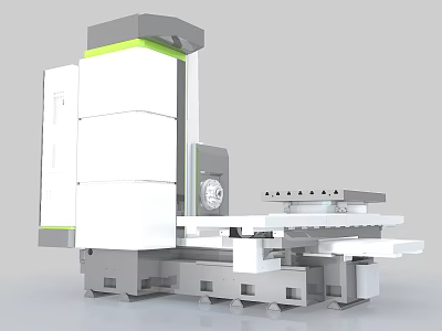 Heavy Duty Industrial Equipment With White Gray Body Green Accent Stripes And Workbench Platform 3d model