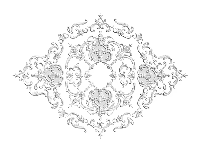 Intricate Symmetrical Carved Pattern With Curved Motifs And Central Ornamental Details 3d model