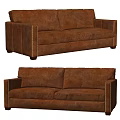 Brown Leather Two Seater Sofa with Classic Design and Sturdy Wooden Legs