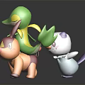 Colorful Cute Cartoon Character Toy Figures With White Purple Green And Orange Playful Designs