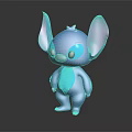 Stitch Cartoon Character In Standing Pose With Large Pink Inner Ears And Blue Body