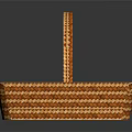 Orange Woven Square Basket With Handle Decorative Home Storage Item