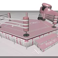 Pink Boxing Ring With Striped Posts And Matching Boxing Gloves Sports Equipment
