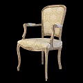 Classical European Style Armchairs With Carved Legs Patterned Fabric For Dining Room Long Table