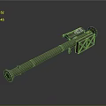 Military Weapon Long Green Cylindrical Launcher With Square Rear Structure And Black Control Components 3d model