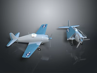 Two Blue Space Shuttle Models With White Cross Mark On Dark Background 3d model