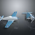 Two Blue Space Shuttle Models With White Cross Mark On Dark Background