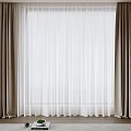 Beige Heavy Curtains With Sheer Layers Letting Natural Light Through Window